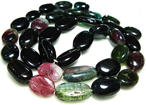 13 inch natural beads strand of 8-13mm smooth nugget tourmaline gemstone beads for DIY jewelry - necklace, bracelet, earring, ring.
