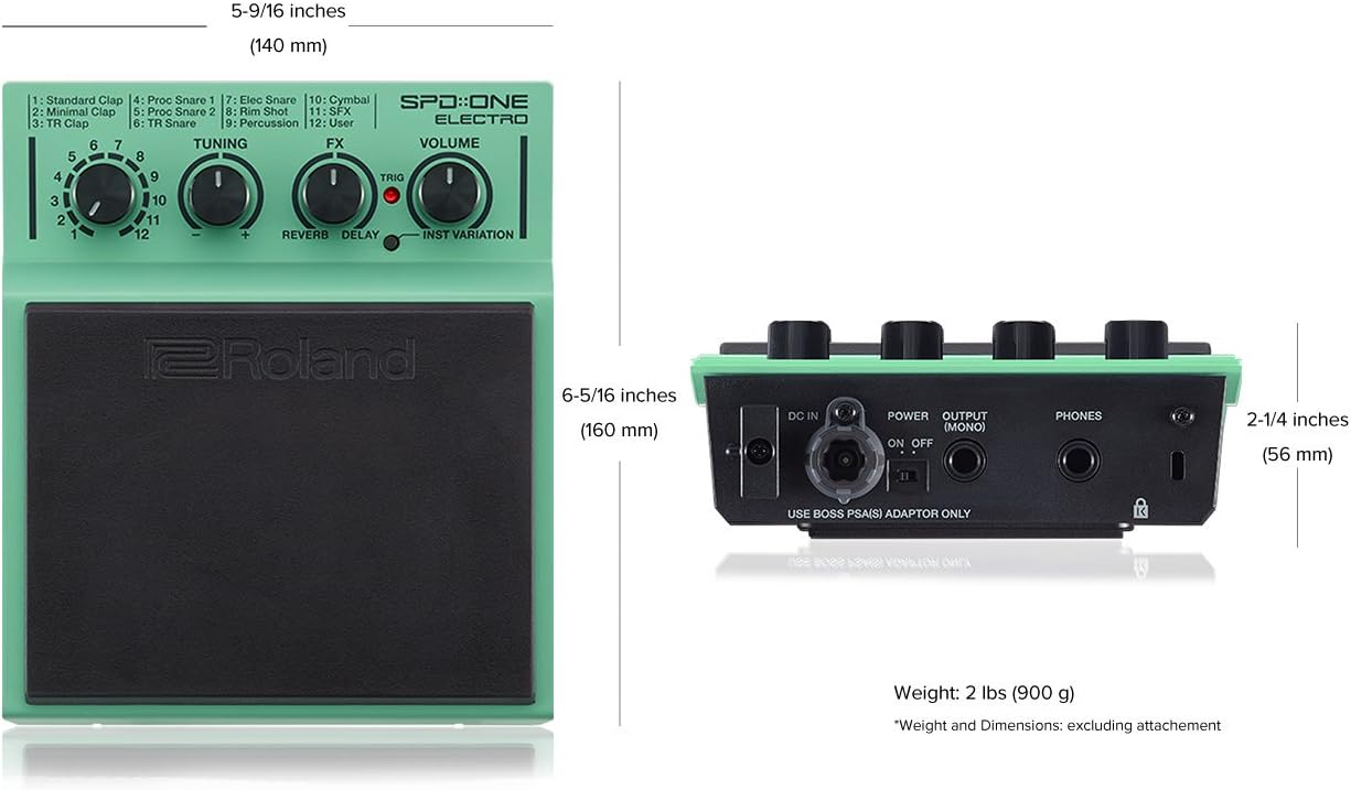 Roland SPD-1E Percussion Electronic Drum Pad, Electro, Green