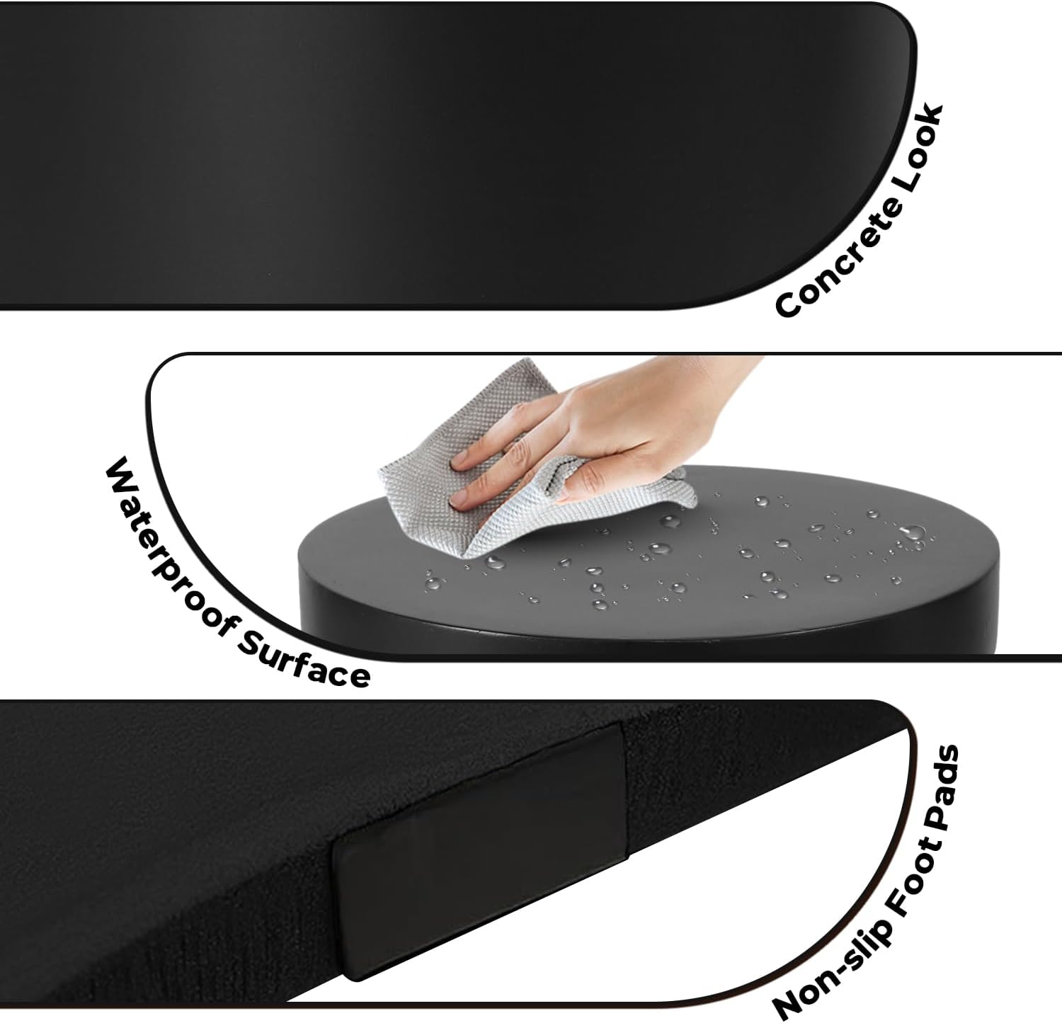 Propane Tank Cover Table Set of 2, Round Concrete Tank Storage Box 20 LB Modern Outdoor Propane Tank Covers Tables Hideaway Table for Gas Fire Pit, Tank Holder with Handles (Black)