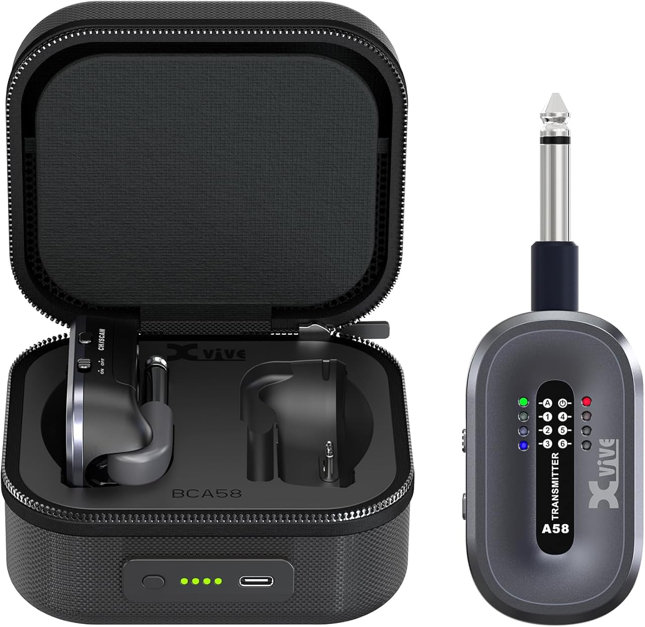 Xvive AC58 Wireless Guitar System 5.8GHz Guitar Transmitter and Receiver with Charging Case