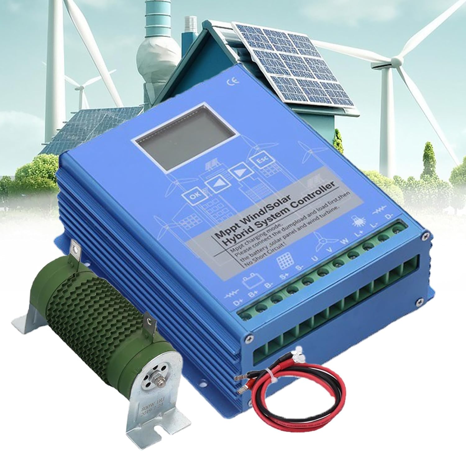 Wind Solar Hybrid Charge Controller, 1400W Wind and Solar Charge Controller, Auto 12V/24V Battery Off Grid Controller Boost MPPT 800W Wind Turbine, 600W Solar Panel 24V