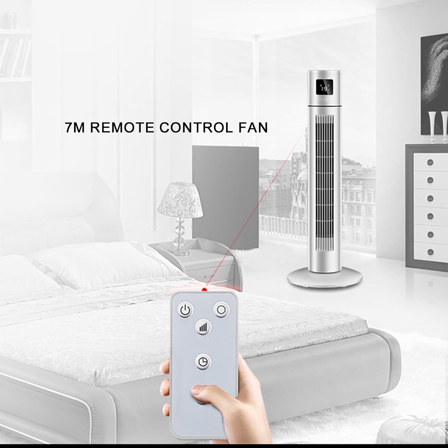 Tower Fan with Remote Control, 3 Wind Speed Cooling Fan, Evaporative Air Cooler with LED Display, Swamp Cooler, for Home, Office(81cm/31.8in)