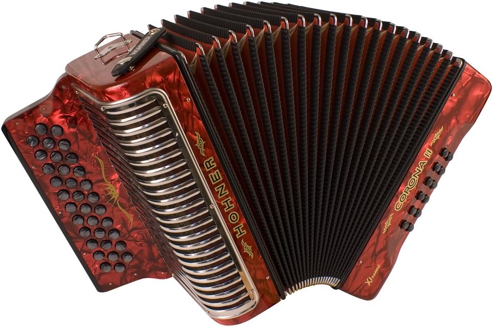 Hohner Corona Xtreme II 34-Button Accordion, FBbEb, Red
