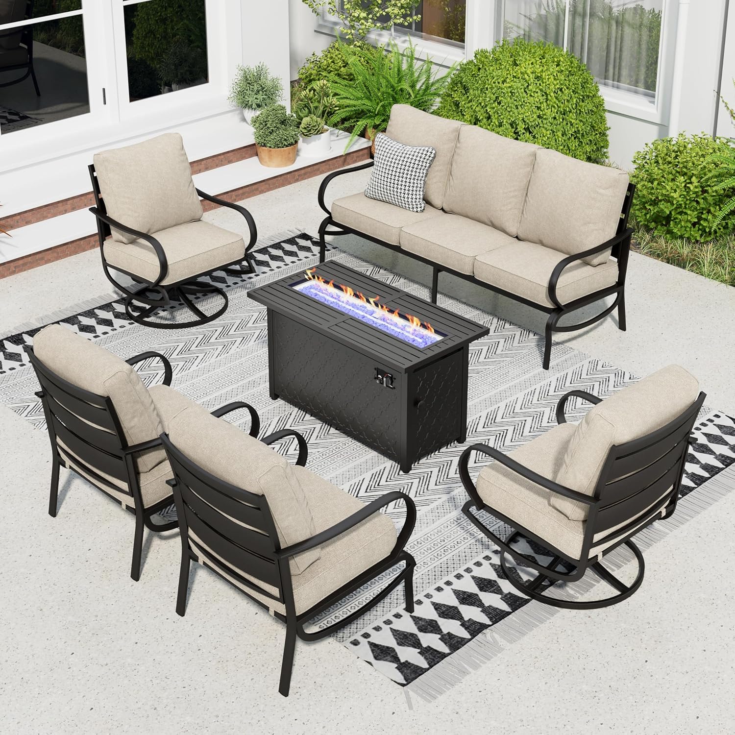 Sophia & William Patio Furniture Sets for 7 with Fire Pit Table 45