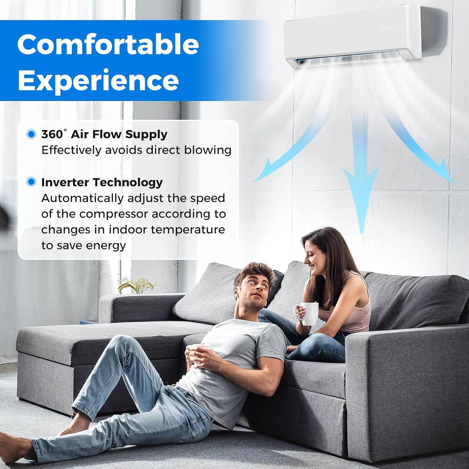 ARLIME 22000 BTU Wifi Enabled Mini Split Air Conditioner & Heater, 21 SEER2 208-230V Inverter AC Unit Cools Rooms up to 1500 Sq. Ft., Energy Efficient Split Wall AC w/Heat Pump & Installation Kit