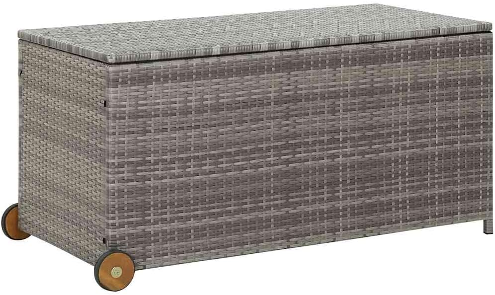 vidaXL - Poly Rattan Deck Box, Patio Storage Solution, Weather-Resistant with Waterproof Inner Bag, Light Grey, 47.2