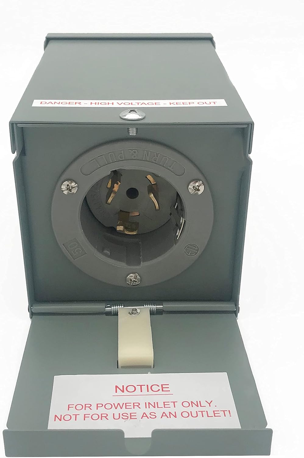 Connecticut Electric EGSPI50 50A Rainproof Generator Power Inlet Box with Cover, CS6375, SS2-50P, Receptacle, Gray