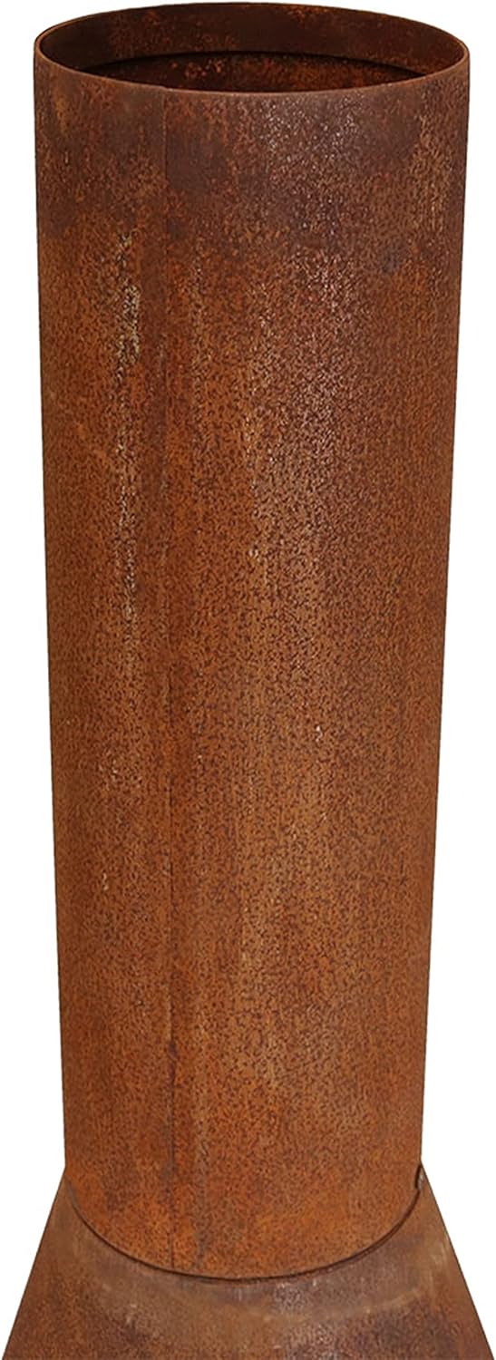 Sunnydaze 6-Foot Large Chiminea Outdoor Fireplace - Outdoor Wood-Burning Fireplace - Chimney Fire Pit with Grill Grate - Rustic
