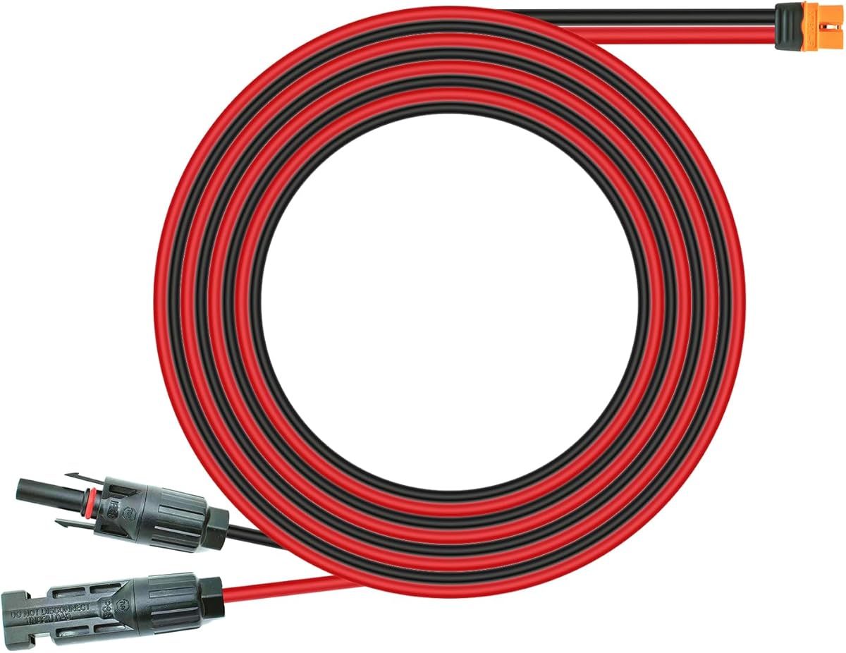 Solar Panel Kits Charge Cable with XT60i Connectors,Solar Connectors to XT60i Adapter for Portable Power Stations & Solar Generators (12AWG 50FT)