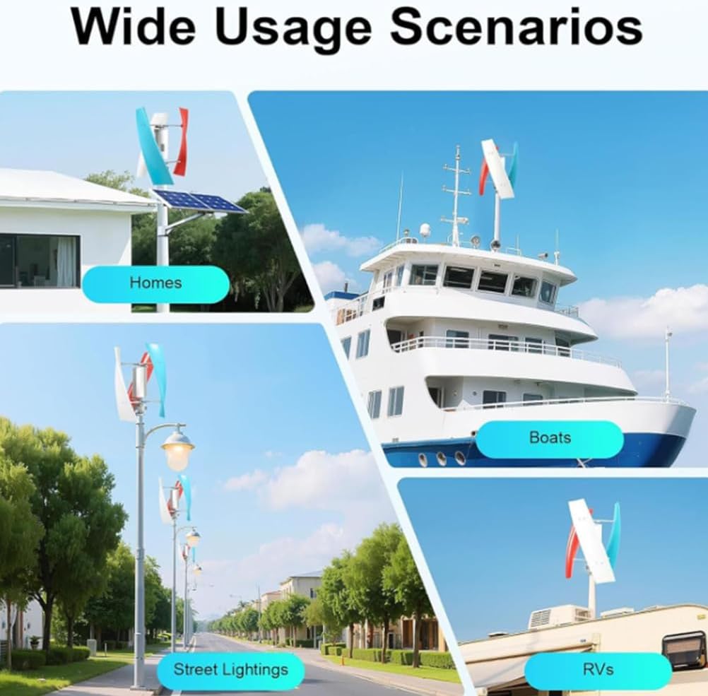 12V,BAOJUHUIKANG 12000W No Noise Vertical Axis Wind Turbine Generator,12V/24V/48V/220V Three-Phase AC Vertical Wind Turbine with MPPT Controller, for Industrial Energy