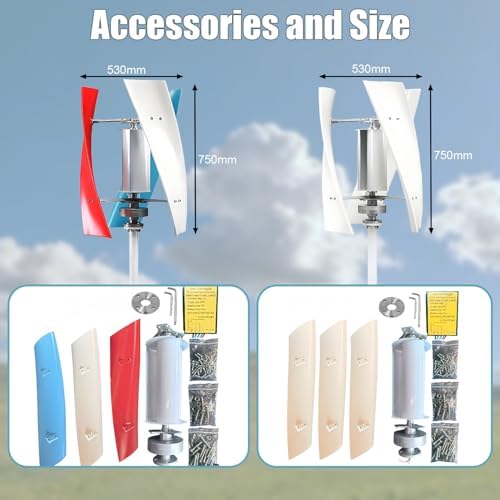 100W Vertical Wind Turbine Generator, 3-Blade Helix Maglev Design, 12V/24V Windmill with Controller for Boats, Cabins, Mobile Homes, Gazebos - Efficient Renewable Energy Solution