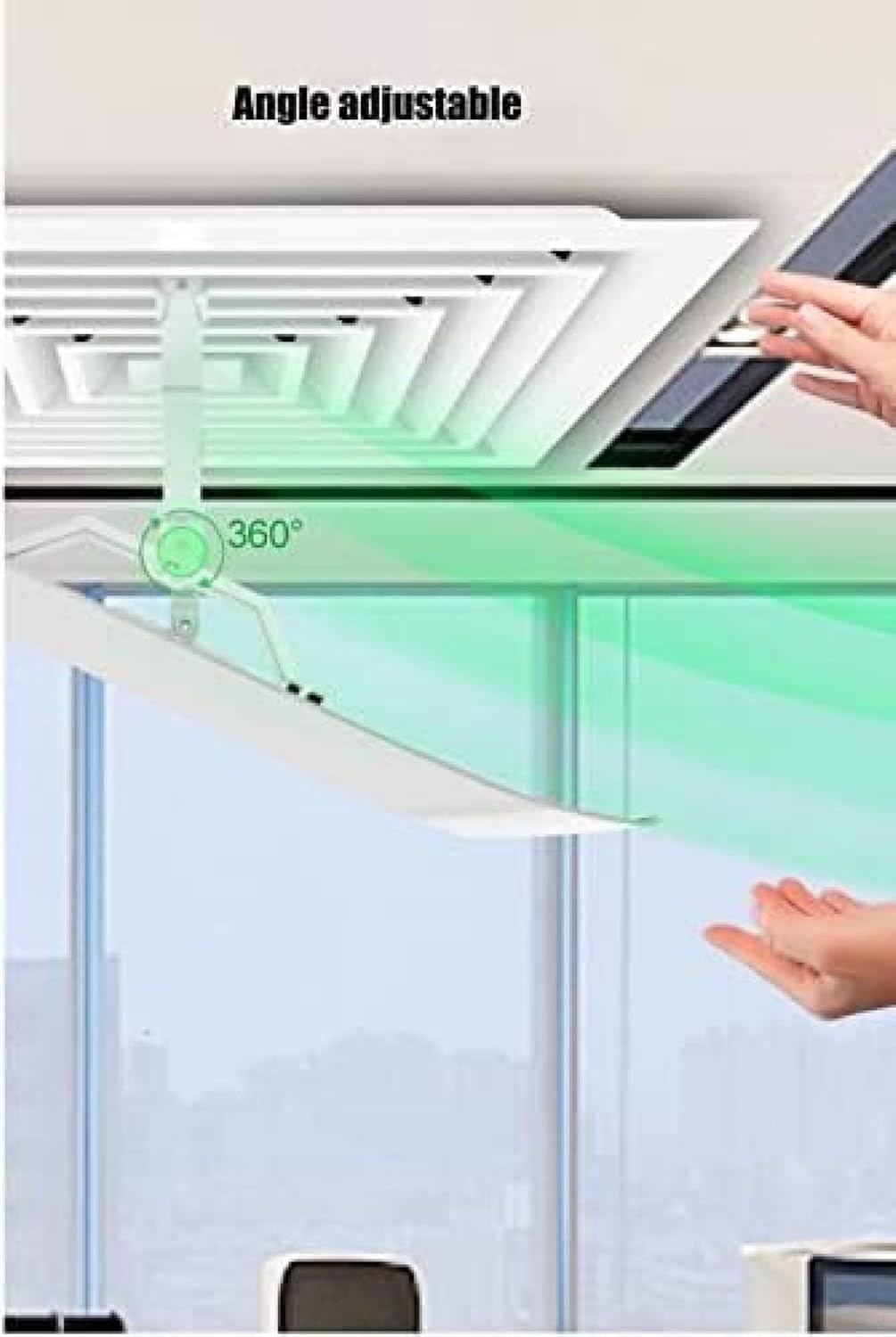 Air Conditioner Vent Deflector, Adjustable Square Angle Cover for Ceiling AC Vents, Easy to Install, Ideal for Commercial Office Use