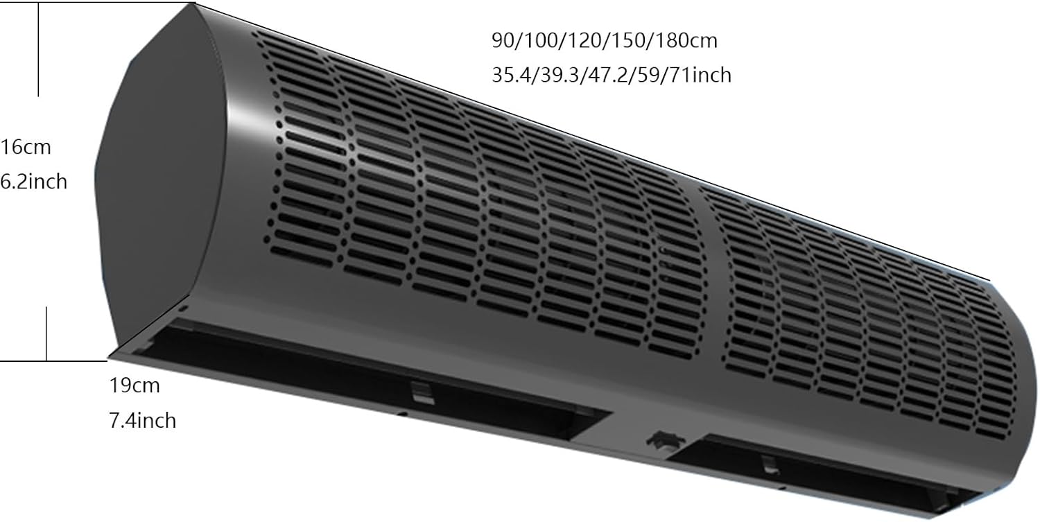 Black Energy-Saving Air Curtain Machine with Remote Control, Suitable for Elevator Cars and Shops, 2 Speed Adjustable(150cm(59inch))