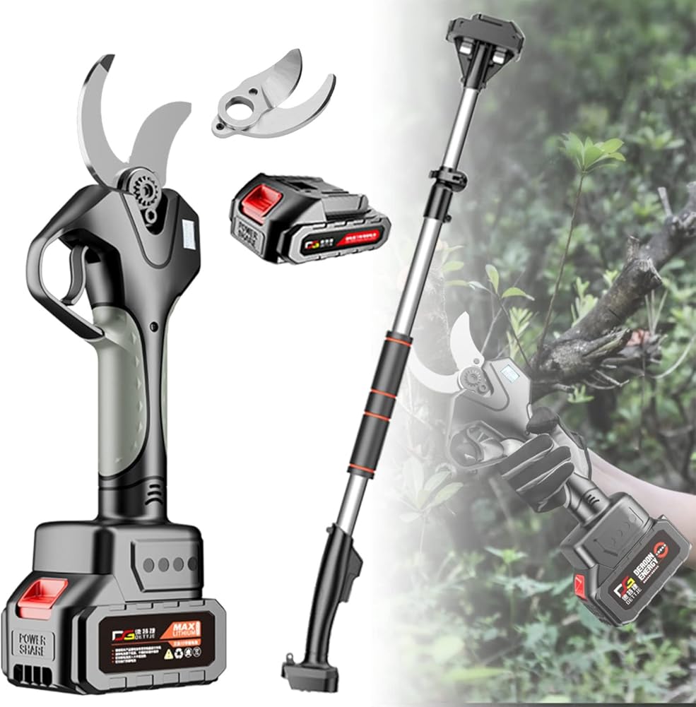 Extendable Tree Pruning Pruner 21V Cordless Electric Pruning Shears,45mm/1.8inch Cut Electric Pruner Battery Powered,with Extension Pole