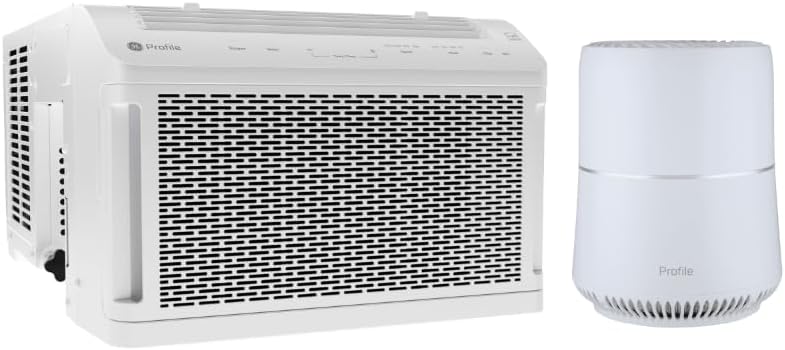GE Profile ClearView Inverter Window Air Conditioner 12,200 BTU, Inverter Technology, Ultra Quiet for Large Rooms + GE Profile Air Purifier | Removes Allergens, Odors & Other Impurities Bundle