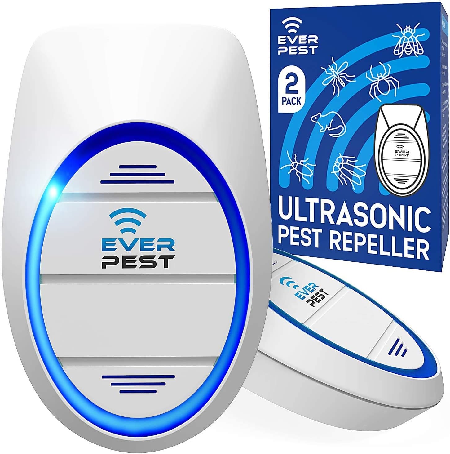 Ultrasonic Pest Control Repeller Plug in 2 Pack- Insect Defender Cockroach Ants Mice Fly Rat Bedbug Spider Squi