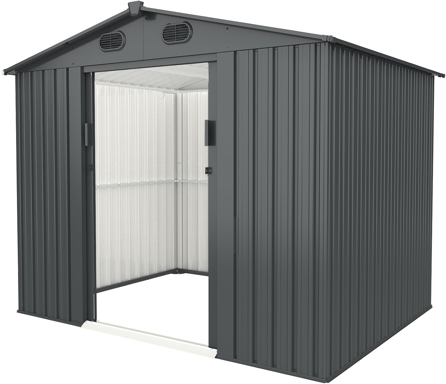 Outdoor Storage Shed, 8' X 6' Galvanized Steel GShed with 4 Vents Double Sliding Door, Utility Tool Shed Storage House for Backyard, Patio, Lawn