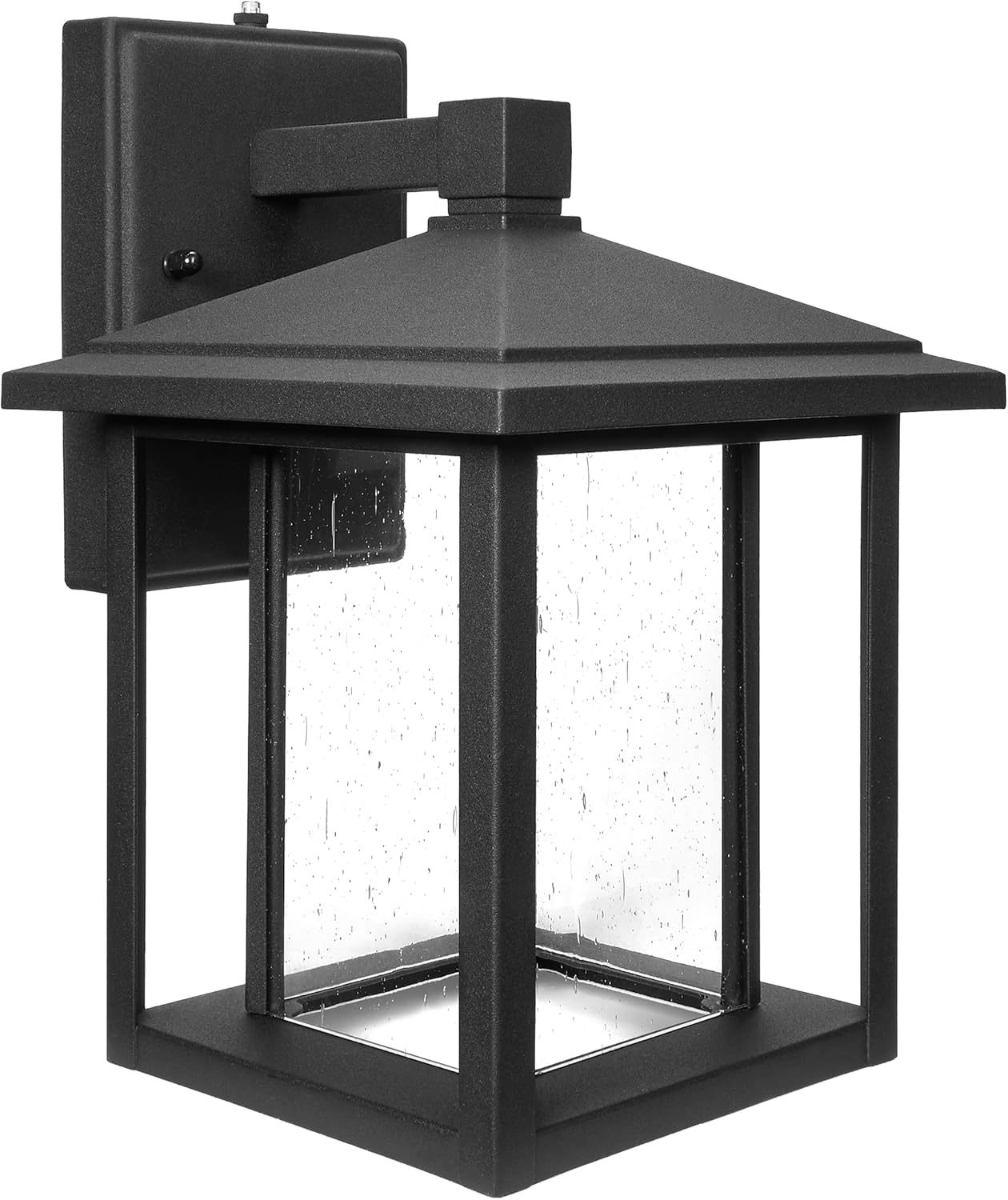 Maxxima LED Outdoor Wall Light, Seeded Glass, Home Entryway Lighting, Dusk to Dawn Photocell Sensor, Porch Light, 1000 Lumens, 3000K Warm White - 11.5 in. Height