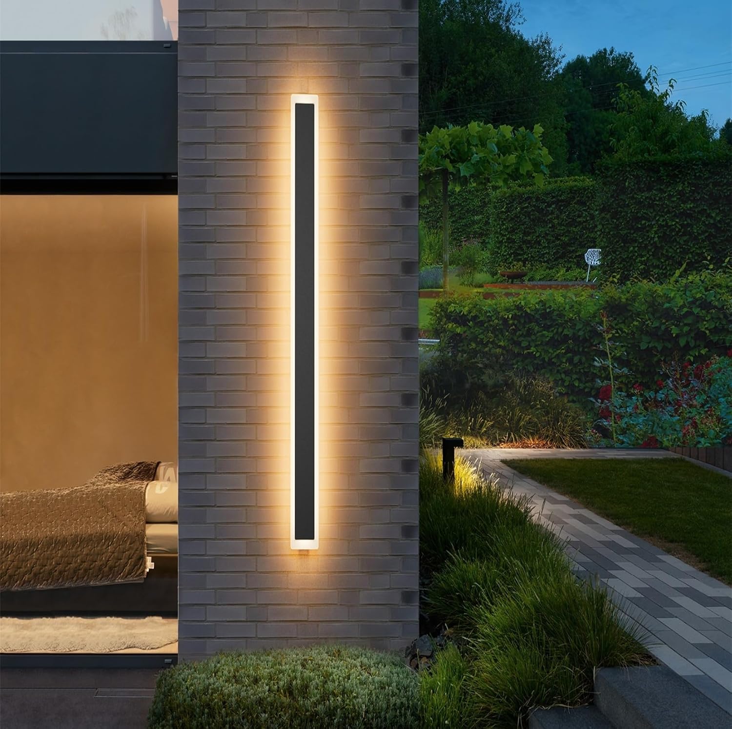 47.2In Modern Outdoor Light Waterproof,Long Exterior Wall Mount Lighting 3000K Outside Linear Wall Sconce for House Porch