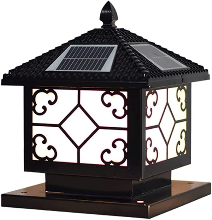 Outdoor Solar Pillar Light IP54 Waterproof Luminum Courtyard Light Solar Square Wall Pillar Headlight Adjustable Dock Deck with Remote Control for Fence Deck Patio Garden Decor Fits Posts