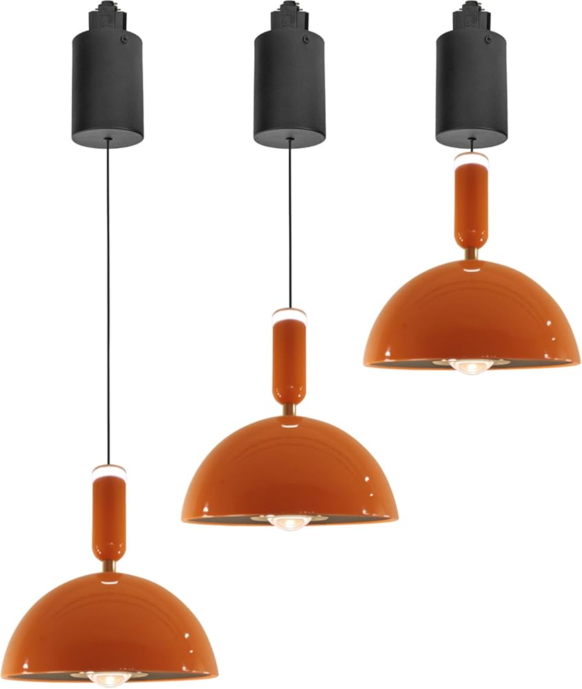 Kiven H-Type LED Track Lighting, 3-Light Modern Halo Track Pendant Light, H Track Light Pedant Adjustable Length for Living Room Kitchen Shop,Orange Finish
