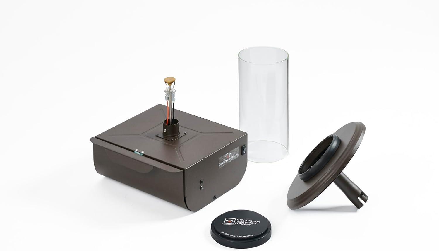 Outdoor GreatRoom Co Tabletop Fire Pit - Glass Lantern for Outside Patio Table with Umbrella Hole - Table Top Firepit Works with 1-Pound Propane Gas Tank for Up to 6 Hours (2,400 BTU)