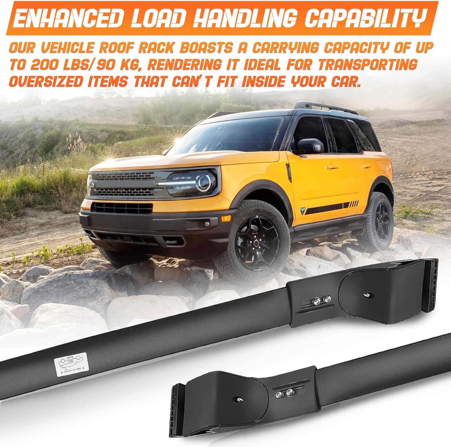 Roof Rack Cross Bars Luggage Carrier Fit for Ford Bronco Sport 2021-2024, Capable of Supporting Up to 200 lbs/90 kg, Ideal for Roof Bags, Roof Boxes, Bike Racks, and Various Other Accessories.