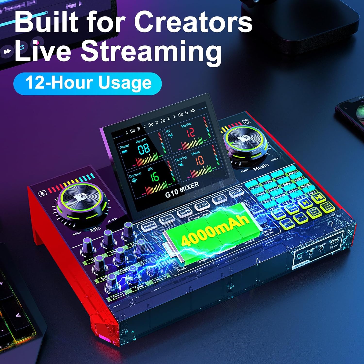 Podcast Microphone Bundle with Live Sound Card Audio Mixer, Podcast Equipment Bundle with 3.5mm BM800 Microphone for Pc/Youtube Live Streaming Singing Gaming, Sound Board with Voice Changer, Denoise