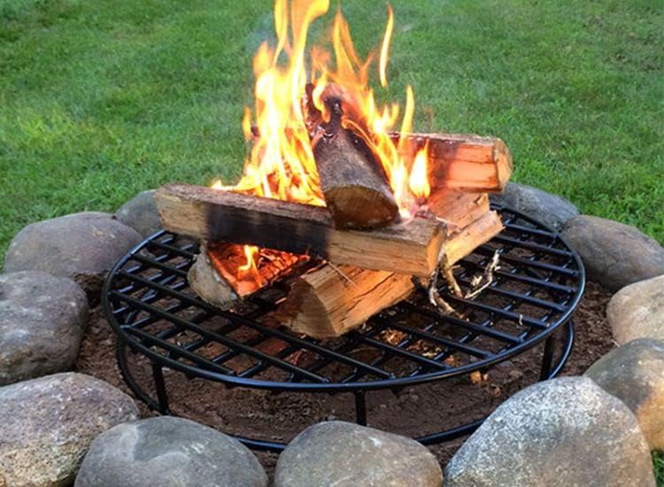 Walden Backyards Fire Pit Grate with Ember Catcher - High Temperature Heavy Duty Steel Round Firegrate for Outdoor Pits and Campfire - 24”