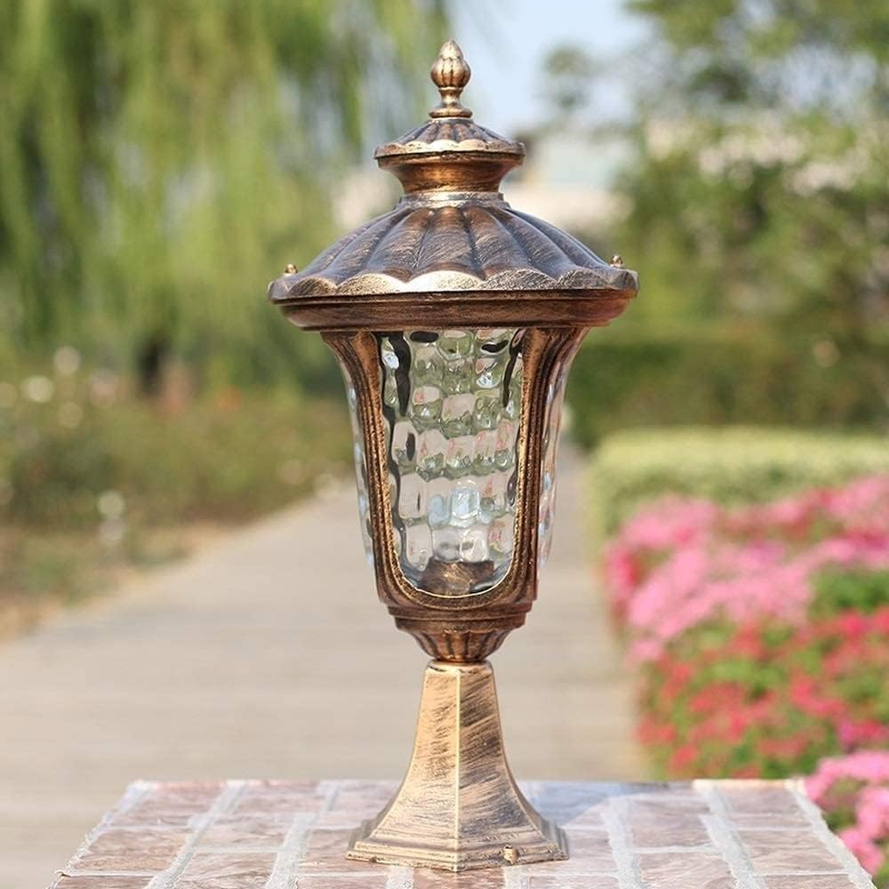 Traditional Victoria Retro Outdoor Pillar Light Vintage Patio Aisle Lawn Column Lamp Aluminum Metal Exterior Lamp Fixture Balcony Post Lantern IP54 Waterproof Garden Table Lamp Column Lighting
