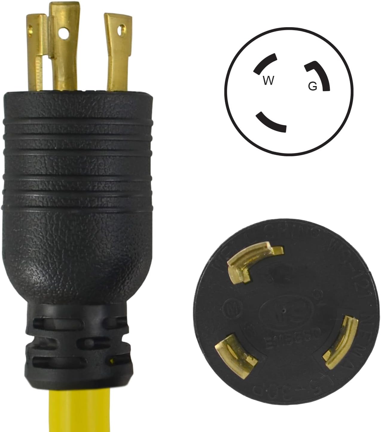 Conntek 20572: 30 Amp L5-30 Locking Style Generator Extension Cord, 50 Feet Yellow