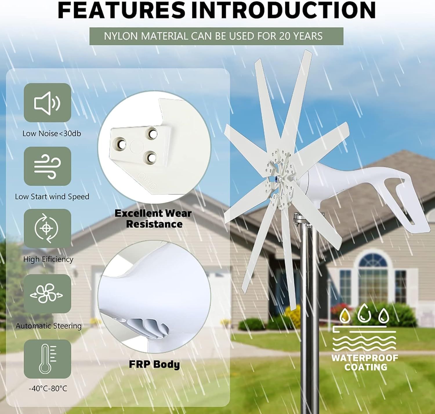 Wind Turbine Kit Home Wind Turbine Generator 10000W with MPPT Charge Controller ，Windmill RV Yacht Farm Small Wind Generator Home Use，Wind Turbine Kit (Color : 48v)