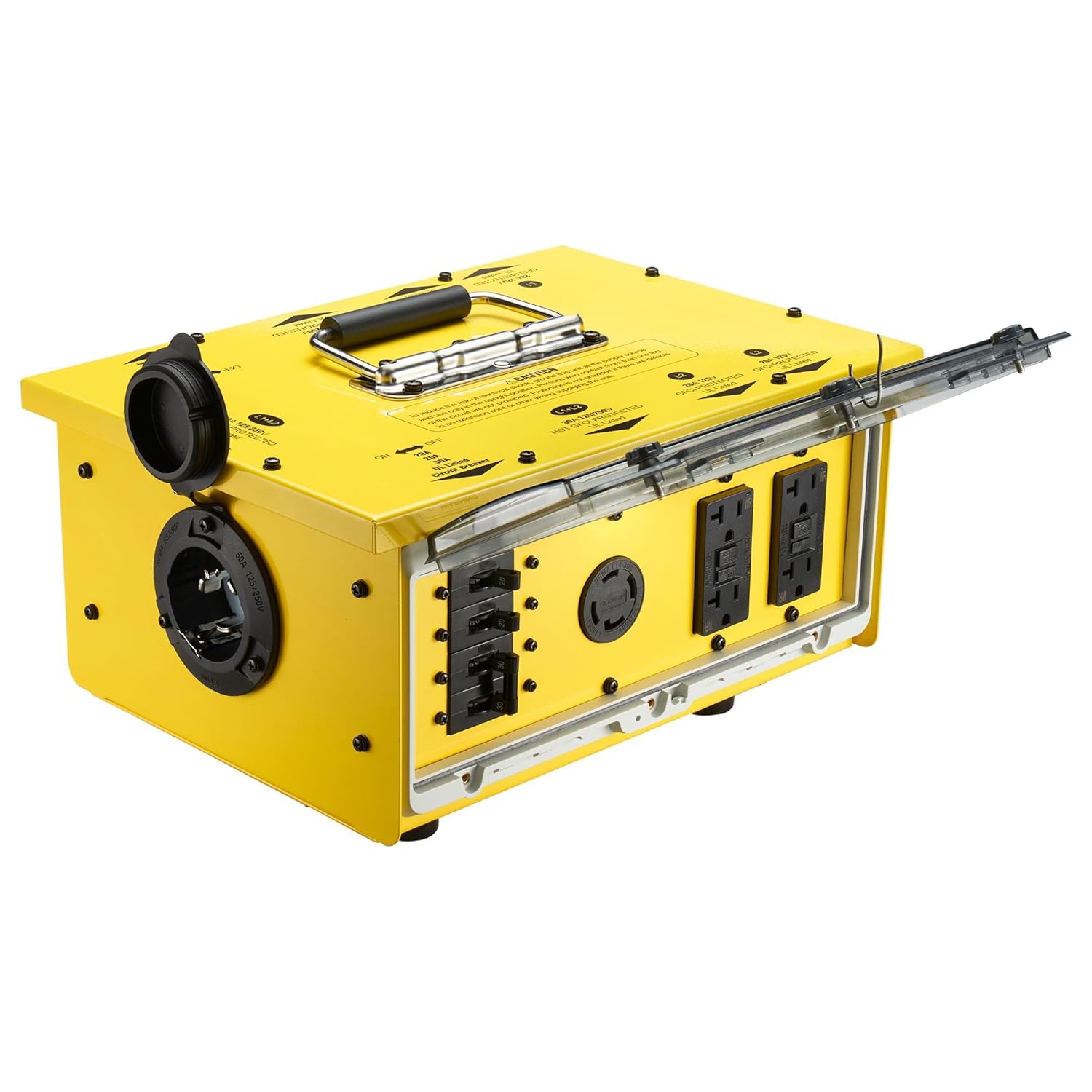 Heavy-Duty 50 Amp Power Distribution Box – 125/250V, SS2-50P Inlet, IP67 Waterproof, (8) 20A GFCI 5-20R Receptacles & (2) 30A Locking Outlets for Jobsite, Generator, RV, Outdoor Use