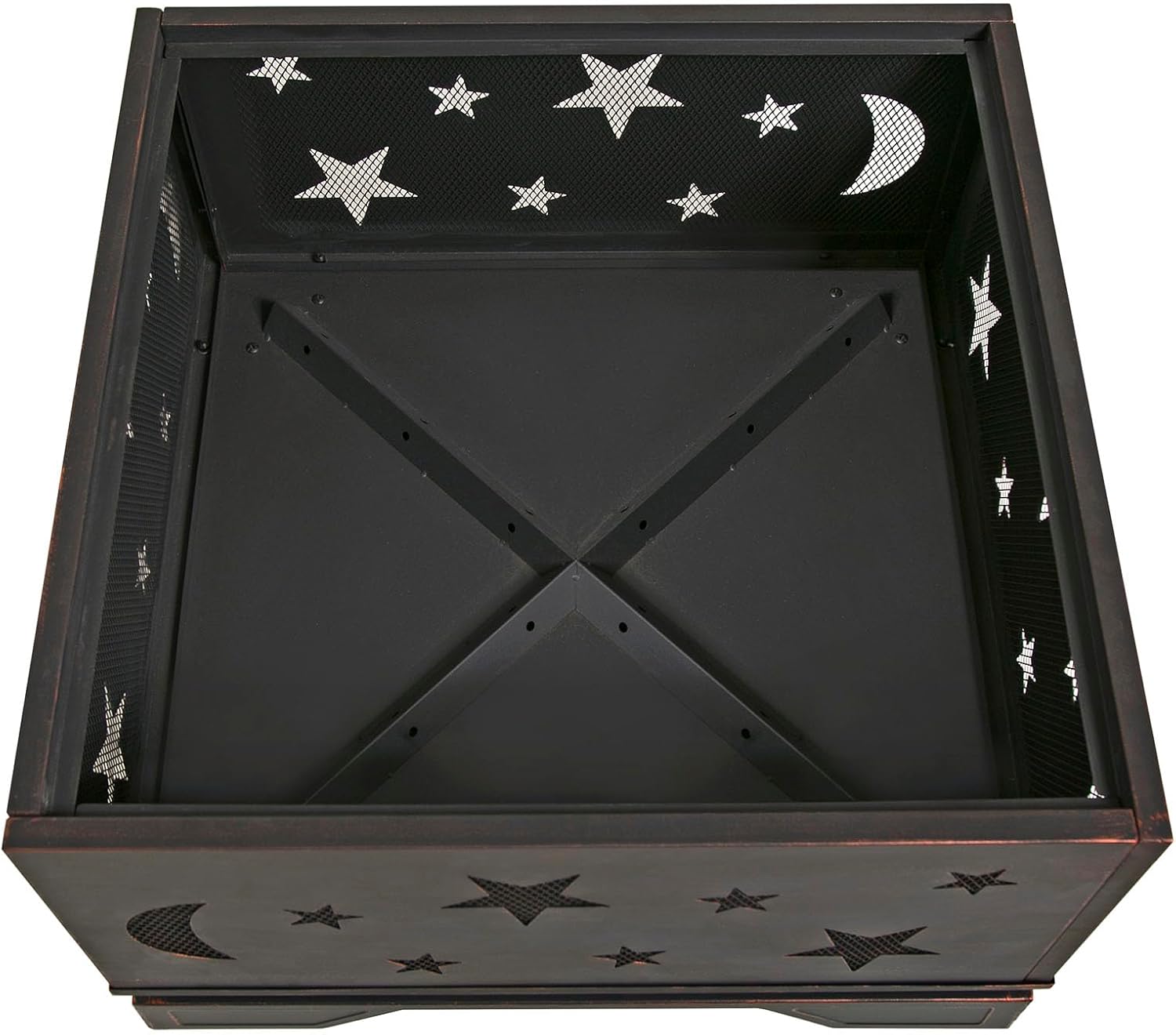 Outdoor Fire Pit Square Wood Burning Stove, 26-Inch Backyard Outside Firepit with Grill Grate, Metal Stove for Patio, Garden, Camping, Picnic Bonfires