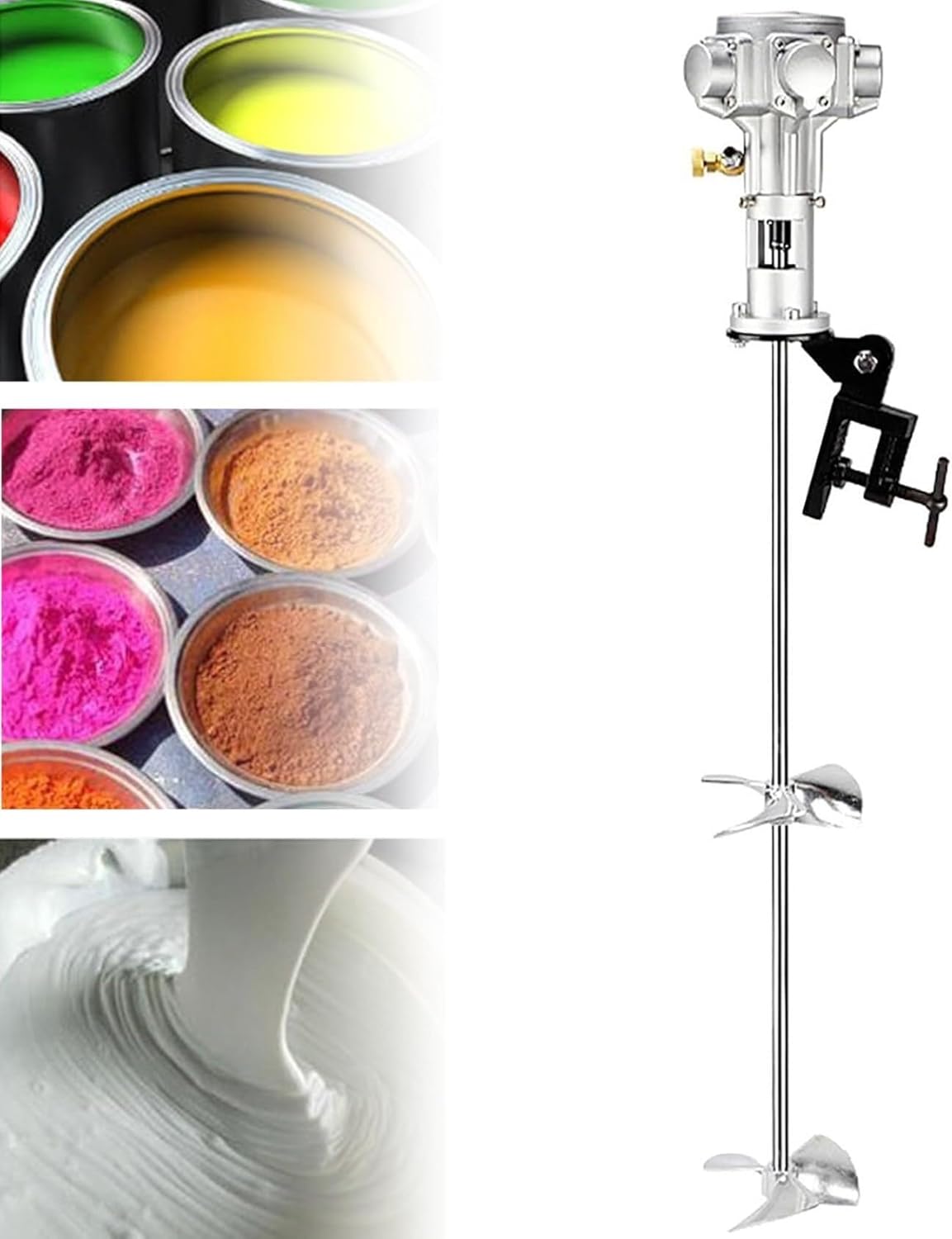 Automatic Stirring Machine, 55 Gallon Pneumatic Agitator 3/4HP Air Agitator Paint Mix Tool, Stainless Steel Tank Barrel Clip Bracket Mixer, for Paint Coating Materials Viscous Liquid Ink