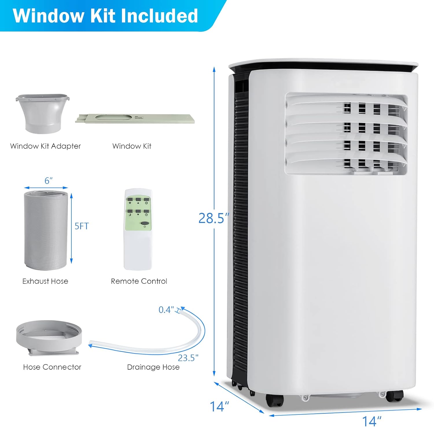 PETSITE Portable Air Conditioner 9000 BTU, 3 in 1 AC Cooling Unit with Air Cooler, Fan & Dehumidifier, LED Display & Remote Control, Cools up to 350 sq.ft