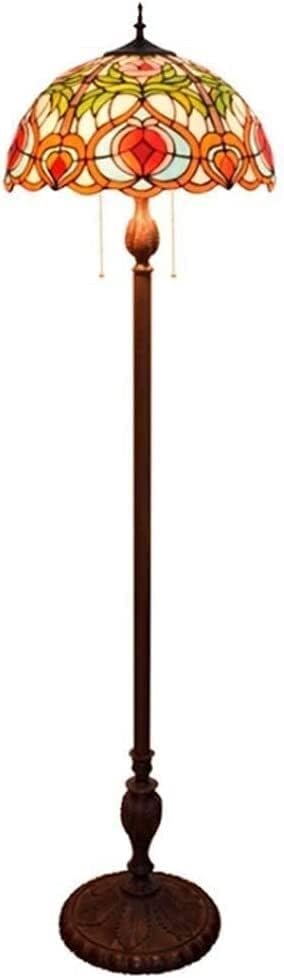 Tiffany-Style Floor Lamp Standlamp Tiffany-Style 16 Inch Pastoral Stained Glass Floor Lamp with Foot Switch + Zipper Switch Floor Uplighter Bedroom Floor Standlighte27, 40