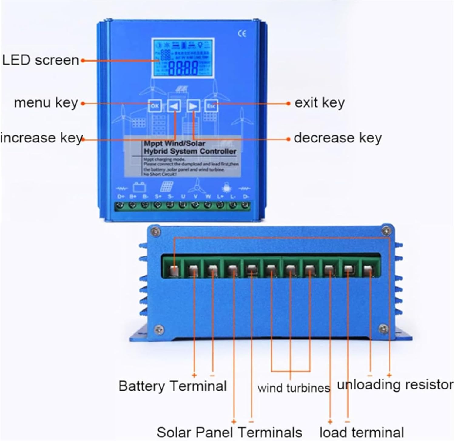 24v,HYZHANHONG 12V 24V 48V Wind and Solar Hybrid Charge Controller, 6000W Wind and Solar Complementary Regulator, Mppt Boost Charge Regulator, Wind Turbine Solar Panel use