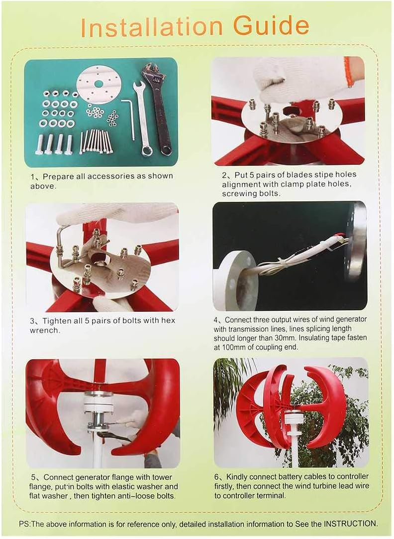 Wind Turbine Generator 12V 24V Automatic 4 Blades Motor Kit Windmill Energy Charge Turbines Vertical Axis for Home Camping 4200W,24v