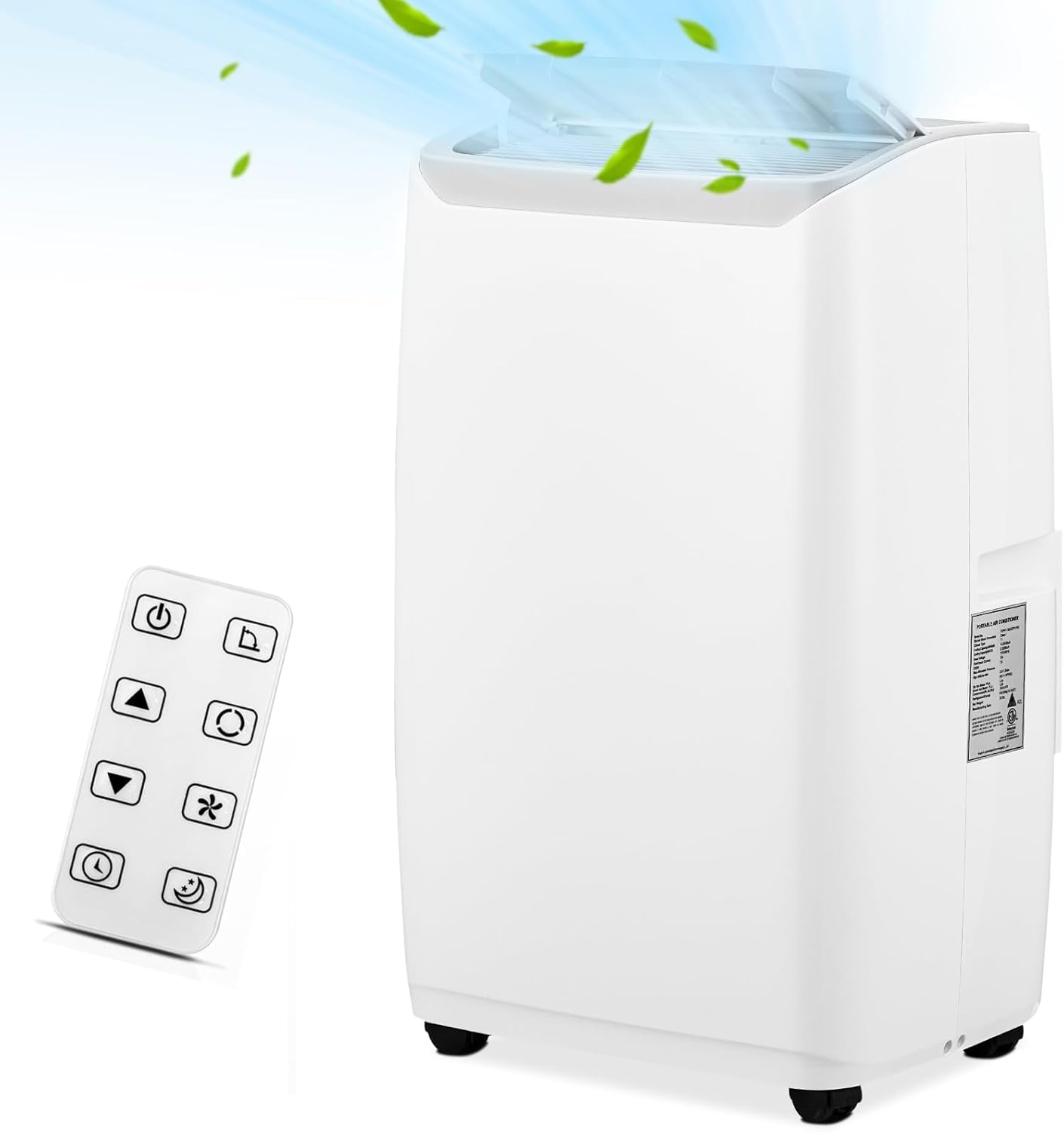 Portable Air Conditioners, 14000 BTU Portable AC Unit with Remote Control, 3-In-1 Air Conditioner for Room, Dorm, Office, Cools Up to 750 Sq. Ft, Sleep Mode, 24H Timer, Window Kit, White and Grey