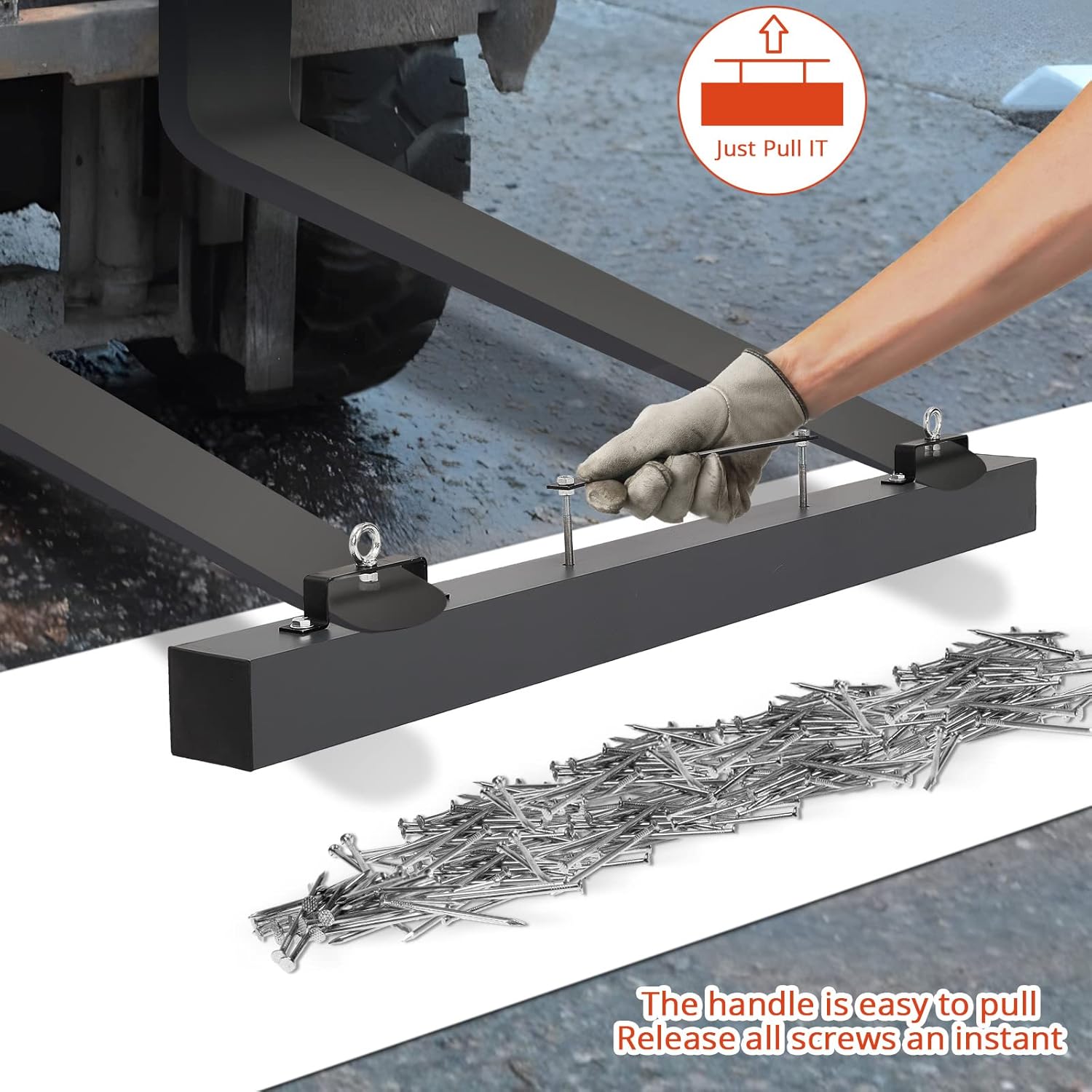 Garvee Magnetic Sweeper 48'' Hanging Magnet Sweeper 120 LBS Magnetic Forklift Sweeper Industrial Magnets for Picking Up Nails, Bolts, Iron Chips Steel Material Magnet Accessories (48 Inch)