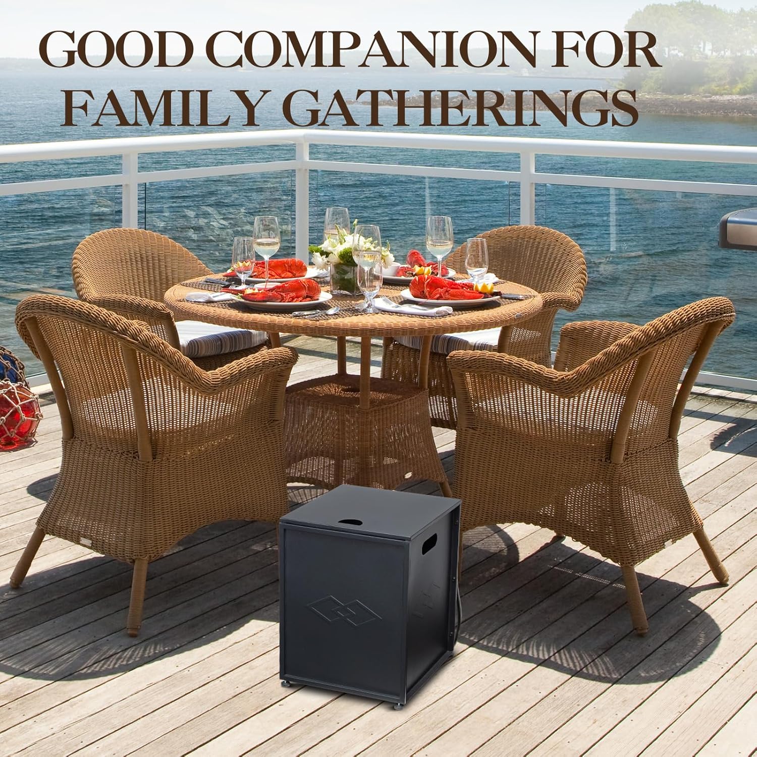 16‘’ Wide Outdoor Propane Tank Cover - 20 Lbs Tank Side Table with Storage, Dual Function for Gas Fire Pit, Grill, Griddle & Stoves Portable Design with Handles