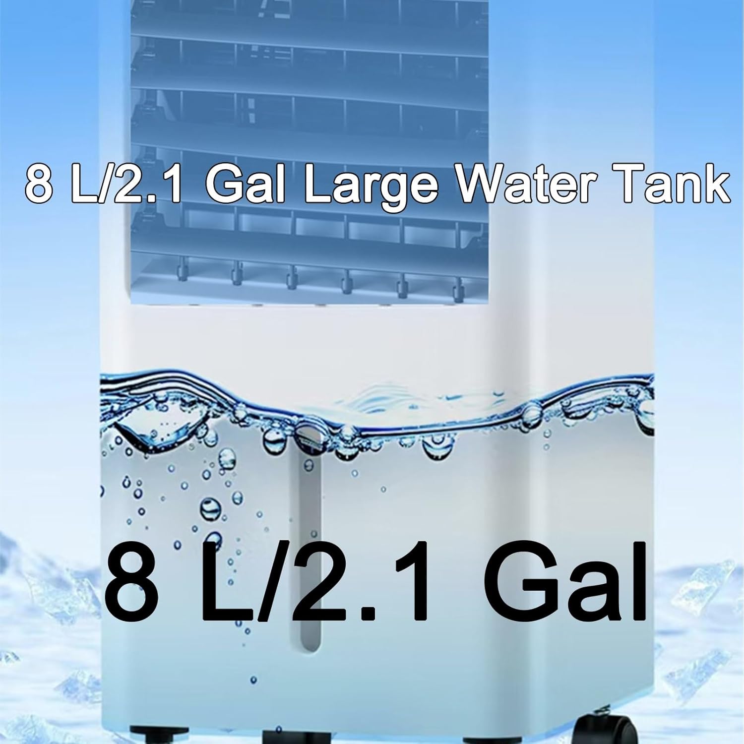 Evaporative Air Cooler, 3-in-1 Indoor Swamp Cooler Air Conditioner with 8 L/2.1 Gal Water Tank, 3 Speed 36 dB, 2 Ice Packs, 90° Oscillation, for Indoor, Bedroom(Black)