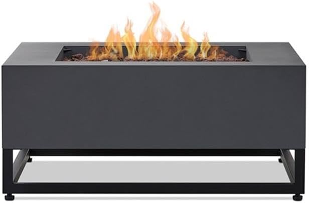 Real Flame Blake Square Propane Fire Table in Weathered Slate with Natural Gas Conversion Kit