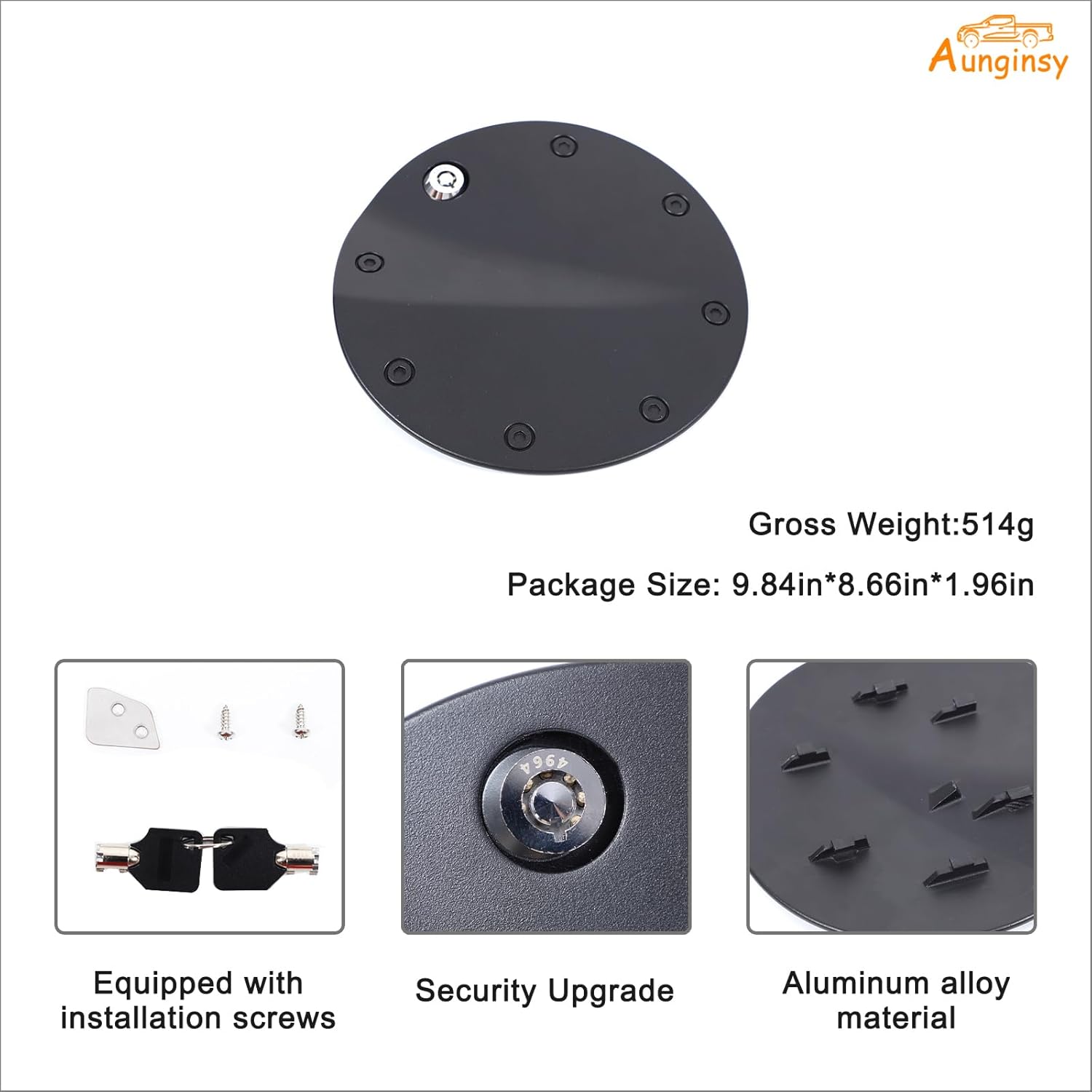 Aunginsy Fuel Tank Cap Replacement Anti-theft Lock Cap Compatible with Toyota Tundra 2022-2025 Car Door Fuel Tank Cover W/Lock Gas Caps Tank Trim Cover Fuel Filler Protector with Key/Lock Accessories