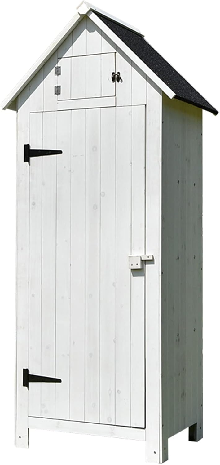 Wooden Outdoor Storage Shed with Top Independent Space, Tall Garden Tool Storage Cabinet, Waterproof Garden House for Patio Furniture, for Backyard (B)