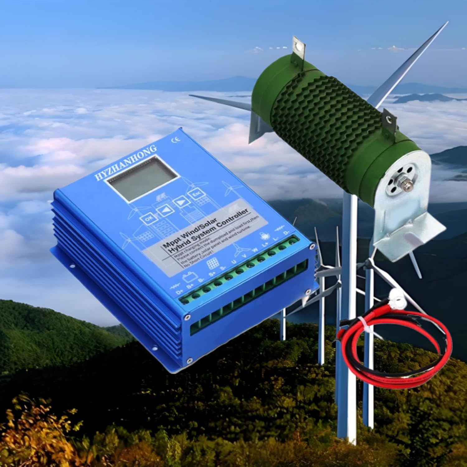 24V,HYZHANHONG 12000W Wind Solar Hybrid Charge Controller 12V 24V 48V 220V MPPT Boost Charge Regulator with LCD Display and Dump Load for Wind Turbine Generator Battery Charger