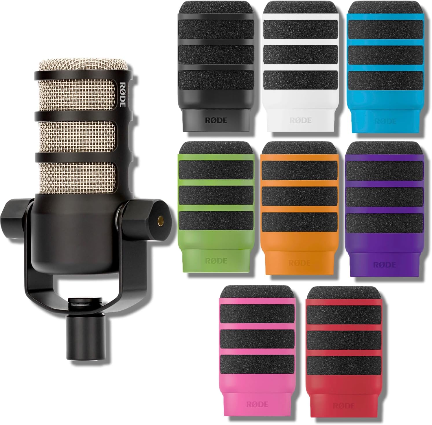 Rodecaster Pro II Ultimate Podcasting Bundle with 4 PodMics, PSA1+ Boom Arms, NTH-100 Headphones, WS14 Filters & Color-Coded Cables