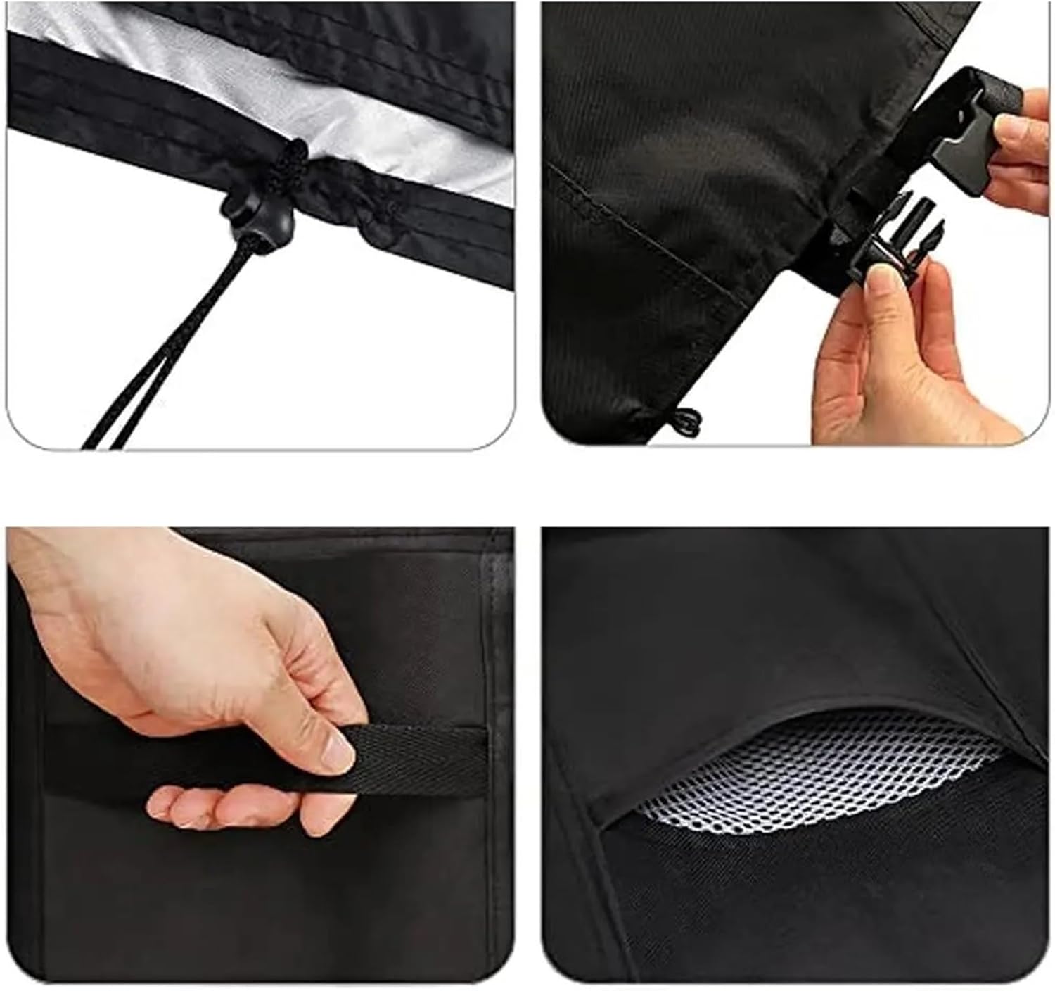 35.5 Inch Tall Heavy Duty Waterproof Outdoor Fireplace Cover Oxford Cloth Black Drawstring Fire Pit Protection for Patio Fireplaces