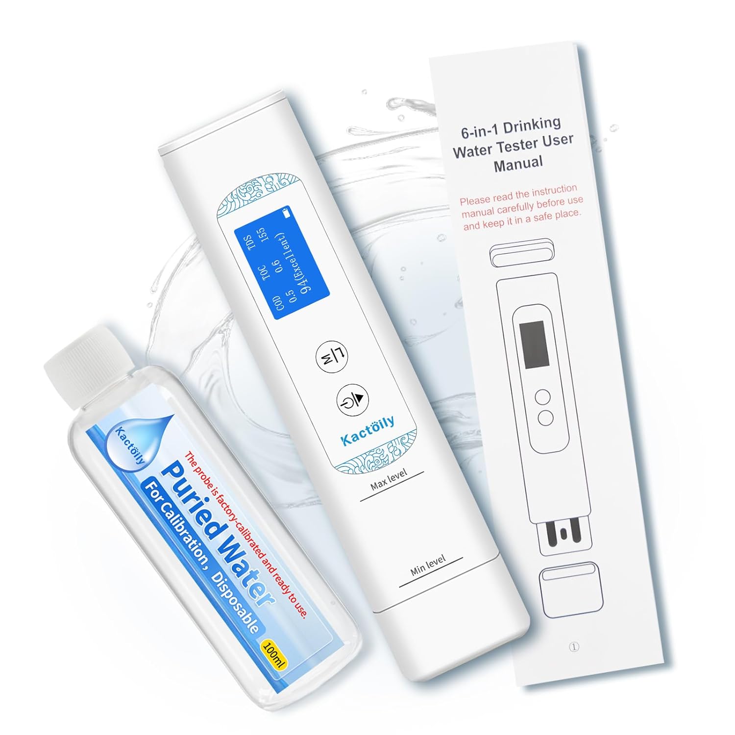 6 in 1 Digital Water Tester for Drinking Water, Lab Grade TOC/COD/EC/UV275/Temp/TDS Meter Digital Water Tester and Calibration Solution for Home, RV, Camping, Well, Tap Water